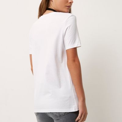 White beach print distressed T-shirt
